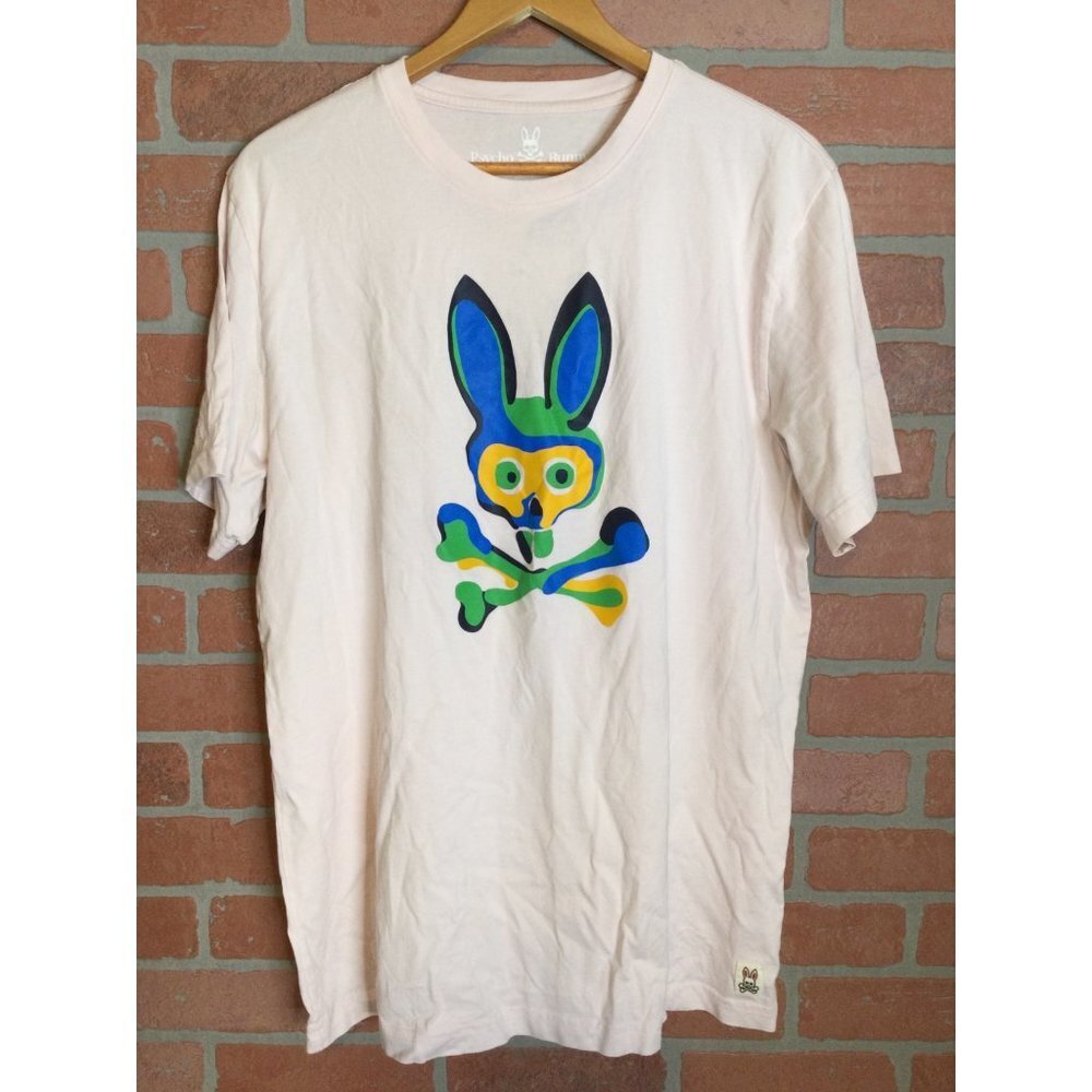 Psycho Bunny Robert Godley Mens T-Shirt XL Graphic Print Crew Neck Pink Size 7